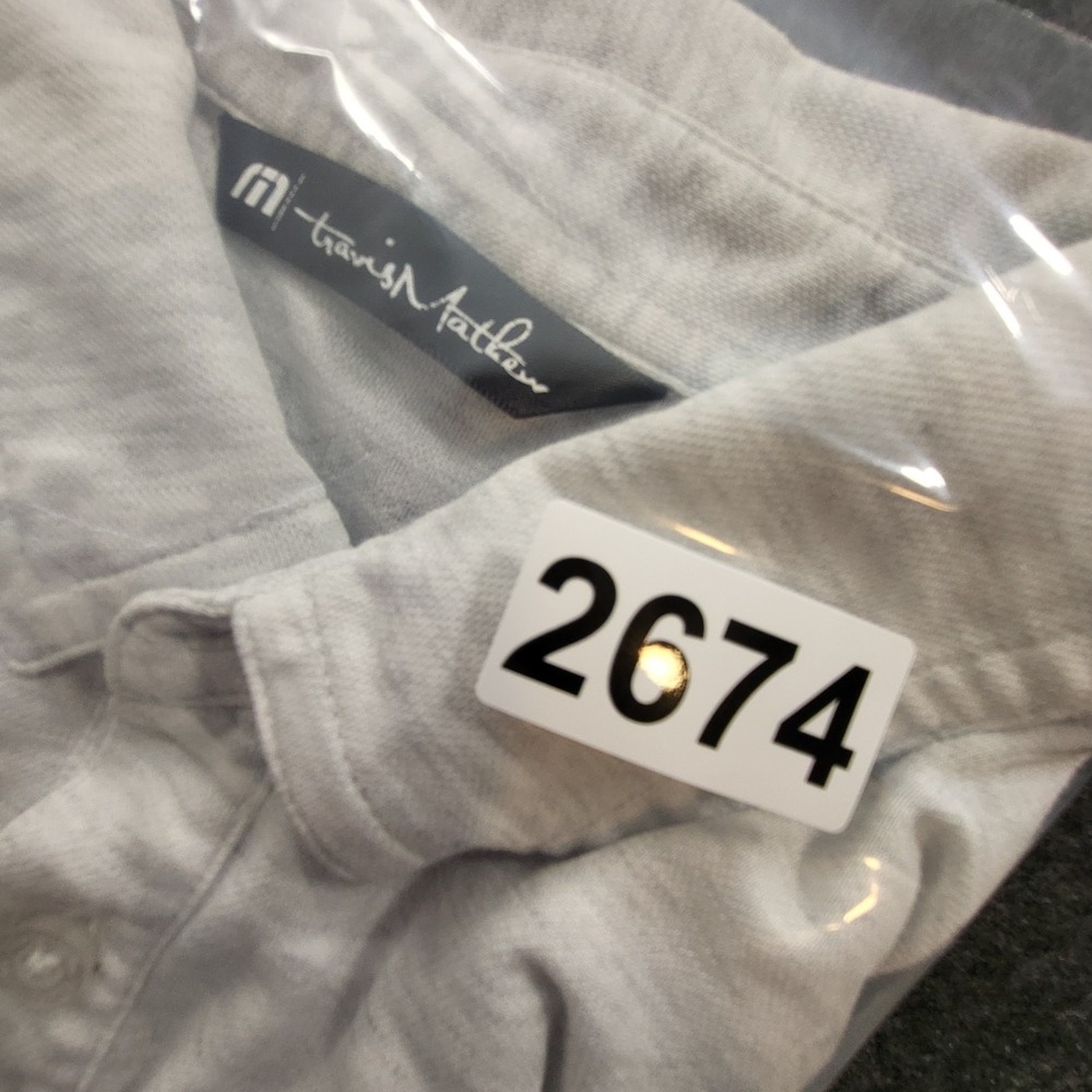 Travis Mathew Golf Polo Men's M Short Sleeve Performance Gray Stripes - Picture 11 of 11